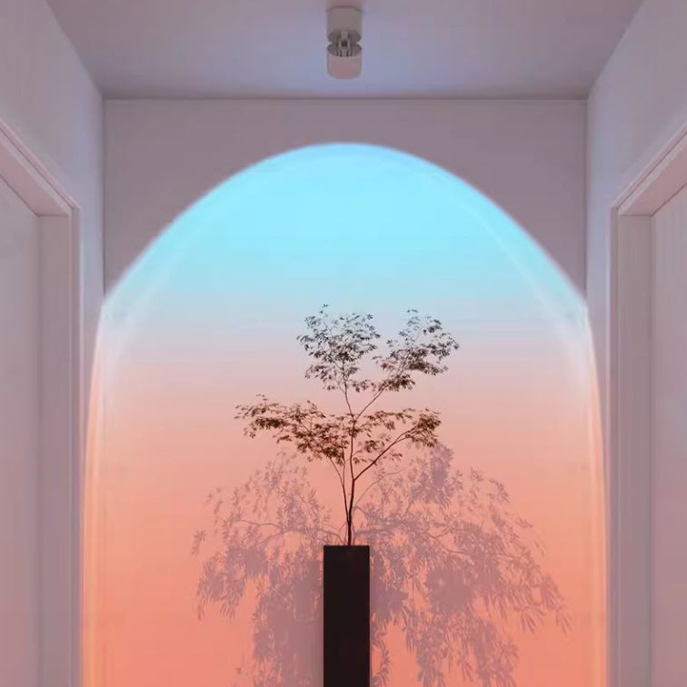 Modern Minimalist Sunset Sunrise Aluminum Cylinder Adjustable Spotlight LED Semi-Flush Mount Ceiling Light For Living Room