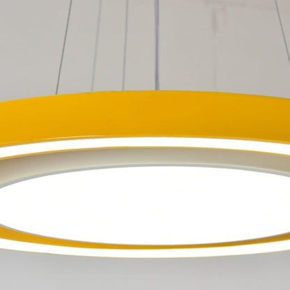 Modern Minimalist Round Iron Aluminum Acrylic LED Island Light Chandelier For Bedside