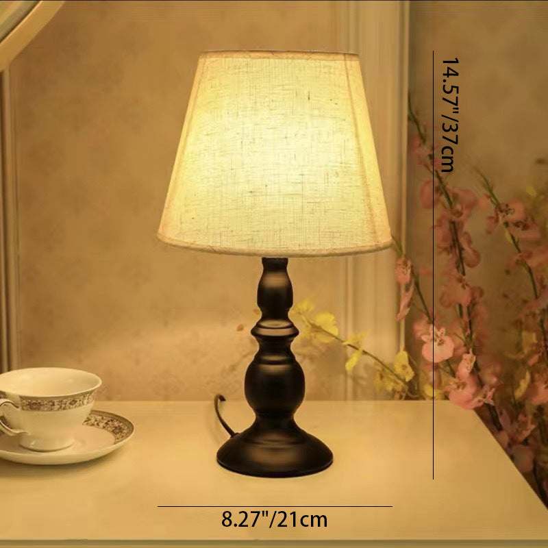 Contemporary Nordic Drum Shape Iron Fabric 1-Light Table Lamp For Bedroom