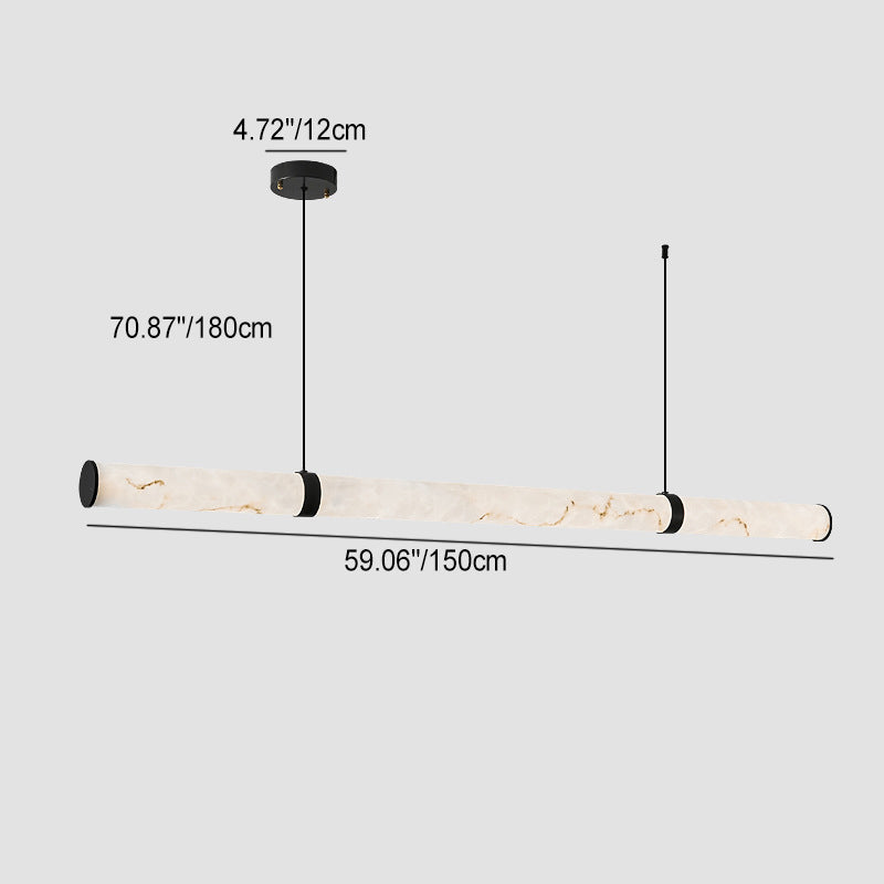 Modern Luxury Cylinder Long Textured Iron Faux Dolomite LED Pendant Light Island Light For Dining Room