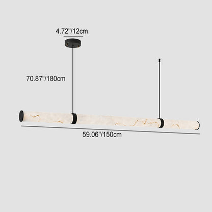 Modern Luxury Cylinder Long Textured Iron Faux Dolomite LED Pendant Light Island Light For Dining Room