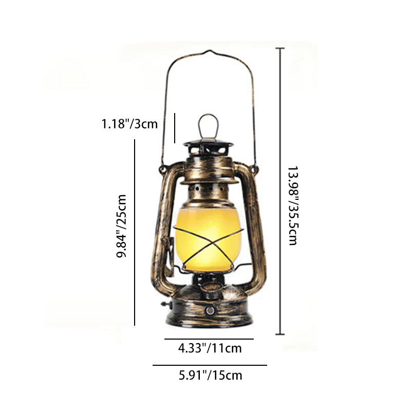 Traditional Vintage Rechargeable Cylinder Bent Tube Disc Base Iron Acrylic LED Table Lamp For Bedroom