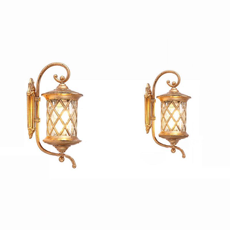 Traditional Rustic Aluminum Frame Water Ripple Glass Shade 1-Light Outdoor Wall Sconce Lamp For Garden