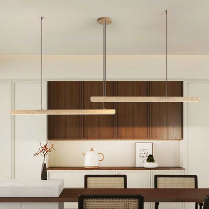 Traditional Vintage Travertine Straight Line Iron LED Island Light Pendant Light For Living Room