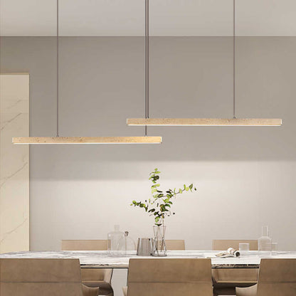 Traditional Vintage Travertine Straight Line Iron LED Island Light Pendant Light For Living Room