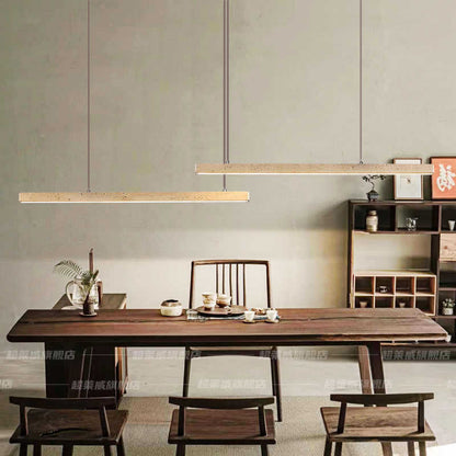 Traditional Vintage Travertine Straight Line Iron LED Island Light Pendant Light For Living Room