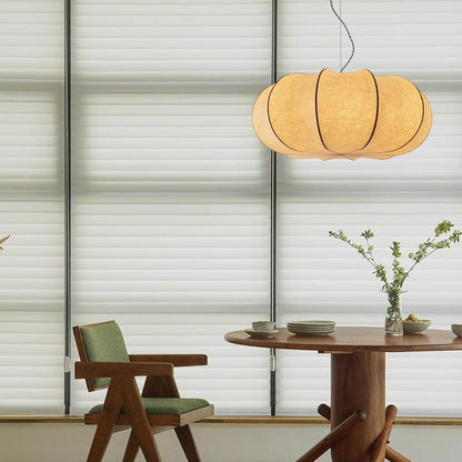 Traditional Japanese Pumpkin Round Iron Fabric 2/3-Light Pendant Light For Living Room
