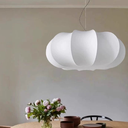 Traditional Japanese Pumpkin Round Iron Fabric 2/3-Light Pendant Light For Living Room