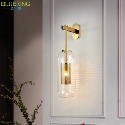 Contemporary Scandinavian Cylinder Oval Stainless Steel Glass 1-Light Wall Sconce Lamp For Bedroom