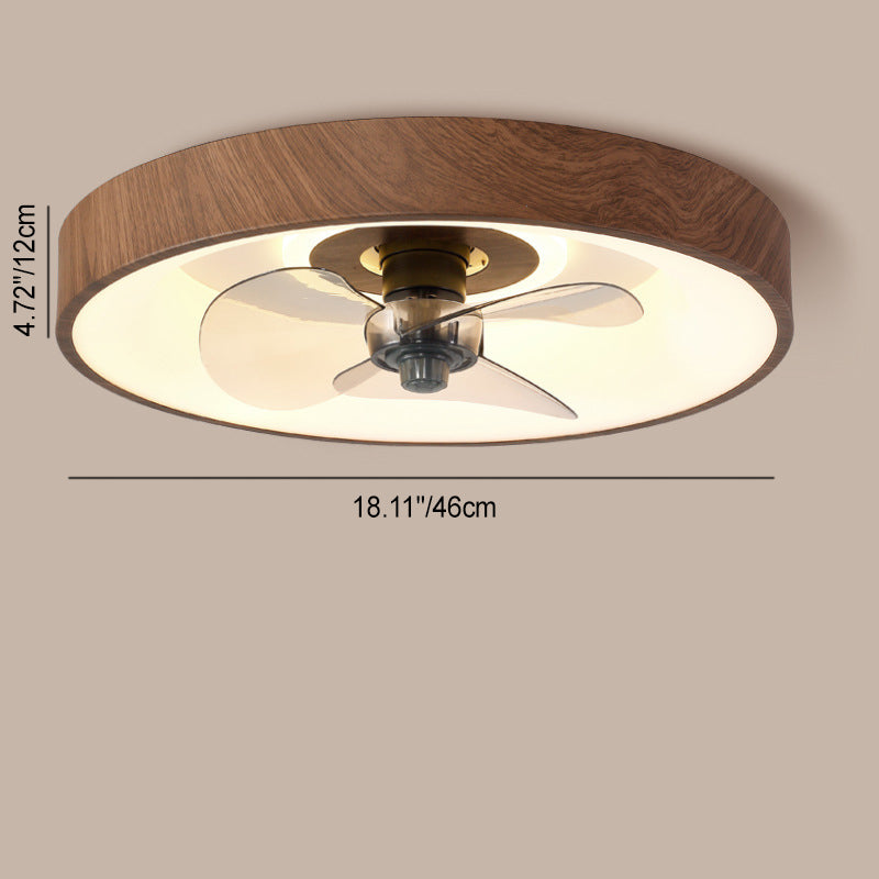 Modern Simplicity Round Iron Acrylic LED Flush Mount Ceiling Fan Light For Bedroom