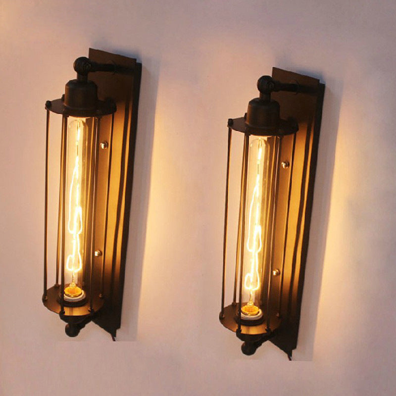 Contemporary Industrial Iron Columnar 1-Light Wall Sconce Lamp for Bedroom