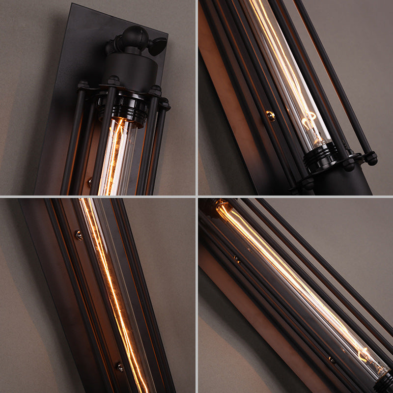 Contemporary Industrial Iron Columnar 1-Light Wall Sconce Lamp for Bedroom