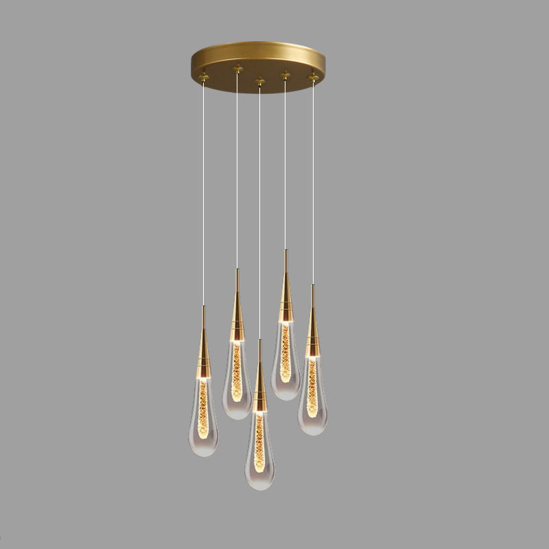 Contemporary Creative Droplet Aluminum Iron Glass LED Chandelier For Dining Room