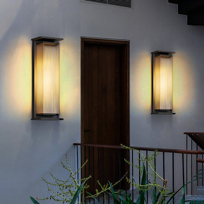 Modern Minimalist Waterproof Rectangular Stainless Steel Glass LED Outdoor Wall Sconce Lamp For Garden