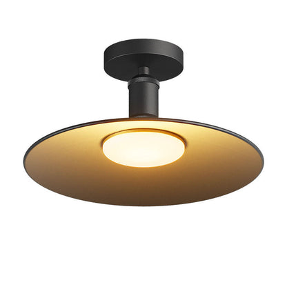 Contemporary Industrial Waterproof Aluminum Round 1-Light Semi-Flush Mount Ceiling Light For Outdoor Patio