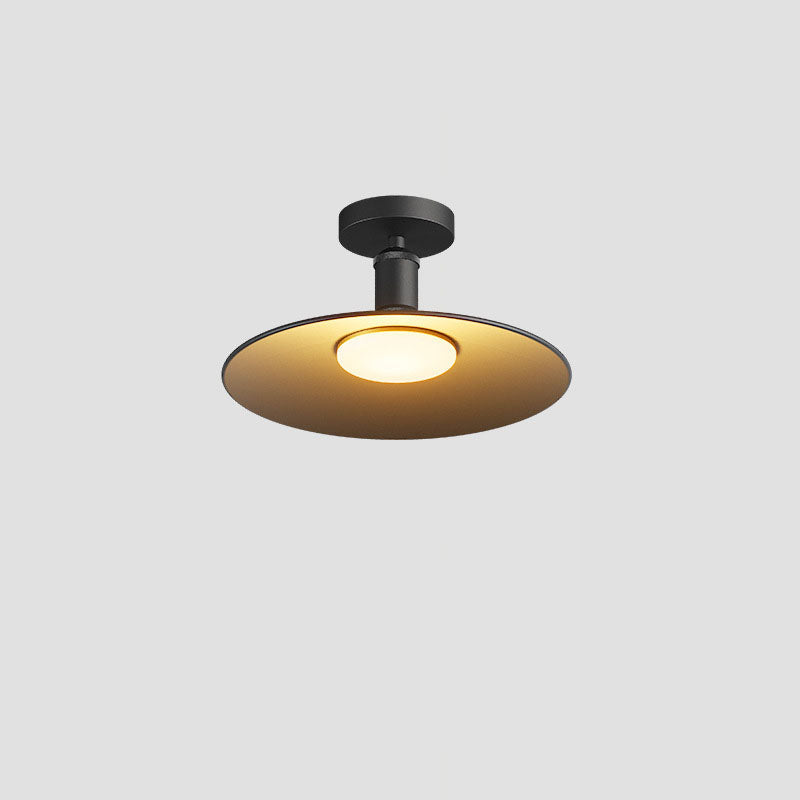 Contemporary Industrial Waterproof Aluminum Round 1-Light Semi-Flush Mount Ceiling Light For Outdoor Patio