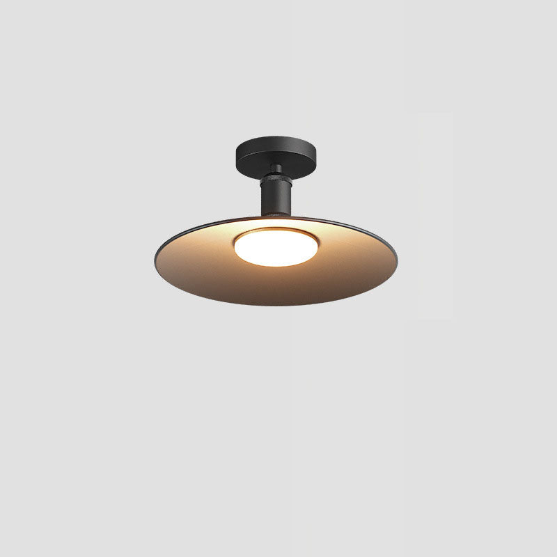 Contemporary Industrial Waterproof Aluminum Round 1-Light Semi-Flush Mount Ceiling Light For Outdoor Patio