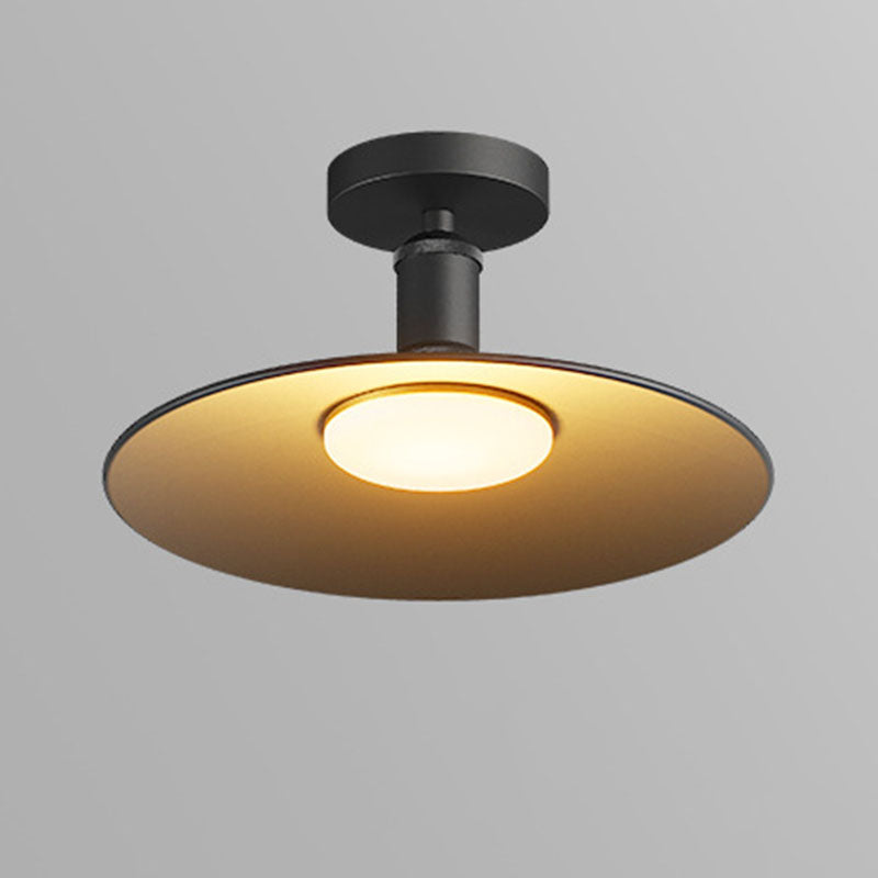 Contemporary Industrial Waterproof Aluminum Round 1-Light Semi-Flush Mount Ceiling Light For Outdoor Patio