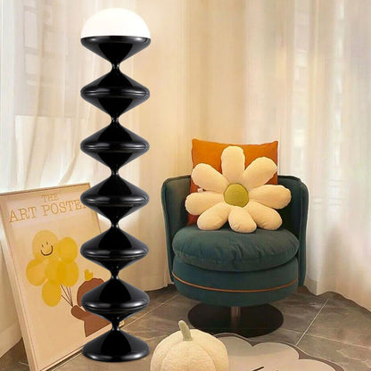 Contemporary Scandinavian Iron Acrylic Cream Round 1-Light Standing Floor Lamp For Bedroom
