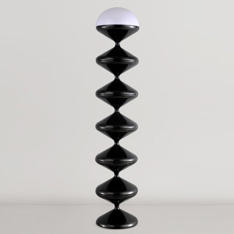 Contemporary Scandinavian Iron Acrylic Cream Round 1-Light Standing Floor Lamp For Bedroom