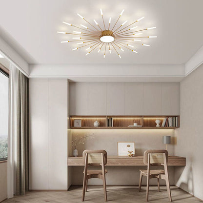 Contemporary Nordic Iron Aluminum Acrylic Round LED Semi-Flush Mount Ceiling Light For Living Room