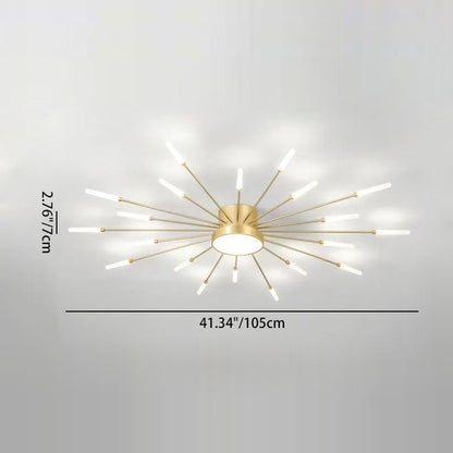 Contemporary Nordic Iron Aluminum Acrylic Round LED Semi-Flush Mount Ceiling Light For Living Room