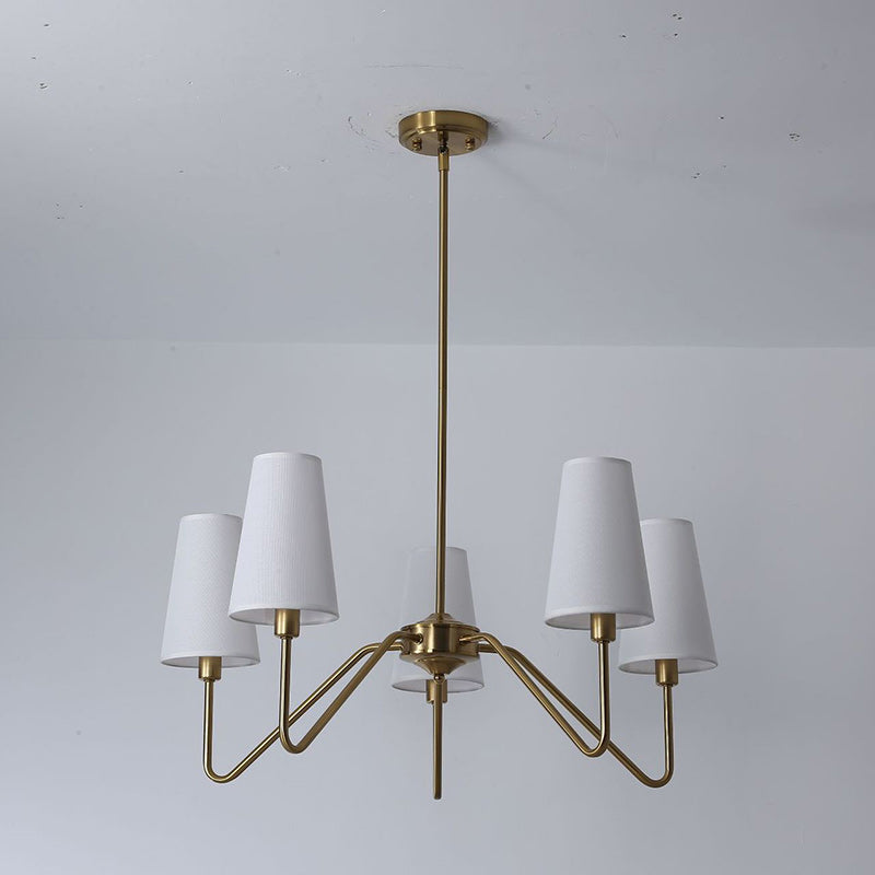 Traditional Vintage Branch Round Fabric Iron 4/5 Light Chandeliers For Living Room