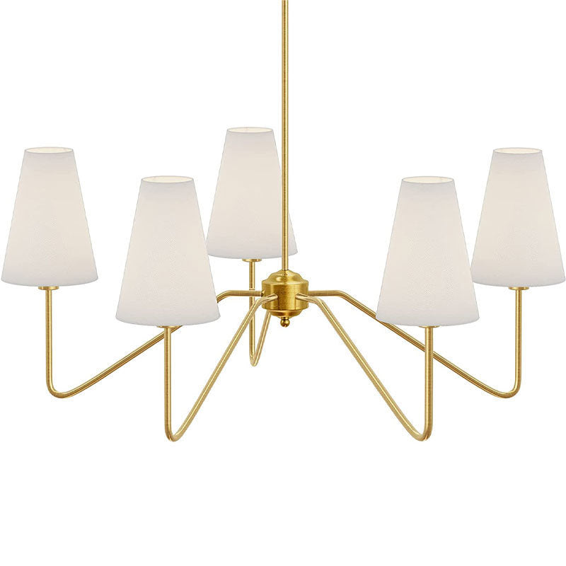 Traditional Vintage Branch Round Fabric Iron 4/5 Light Chandeliers For Living Room