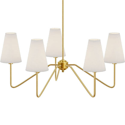 Traditional Vintage Branch Round Fabric Iron 4/5 Light Chandeliers For Living Room
