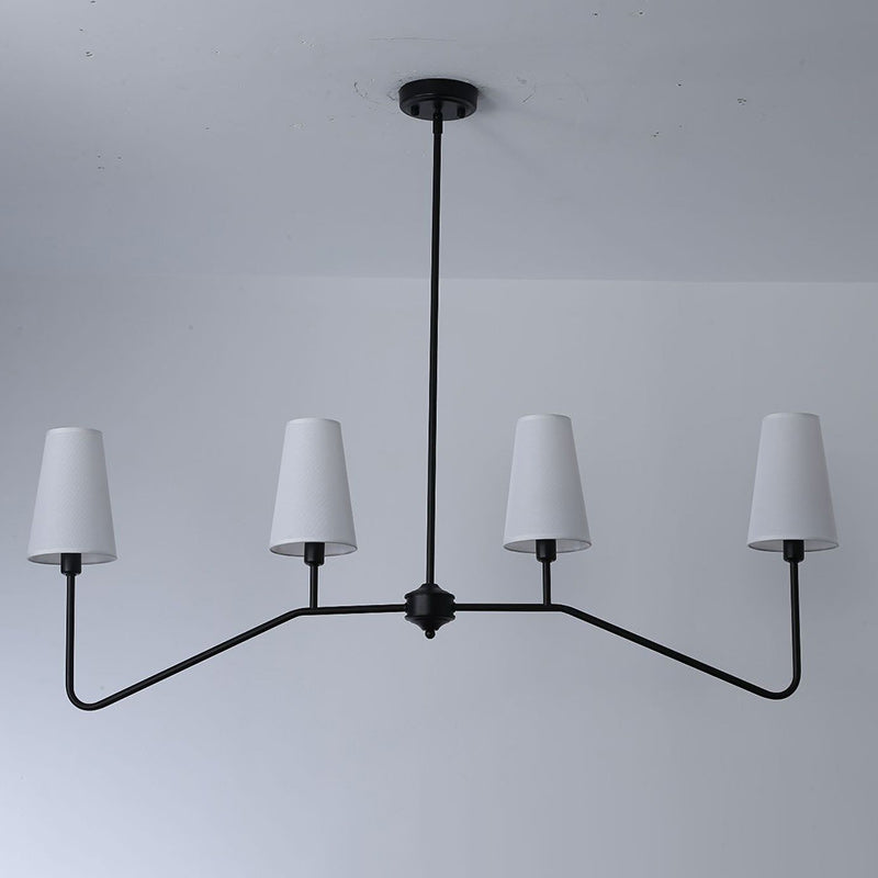 Traditional Vintage Branch Round Fabric Iron 4/5 Light Chandeliers For Living Room