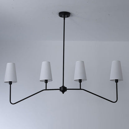 Traditional Vintage Branch Round Fabric Iron 4/5 Light Chandeliers For Living Room