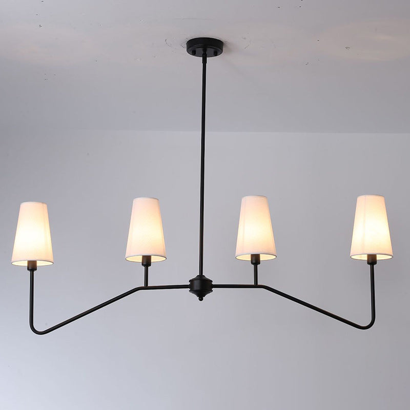 Traditional Vintage Branch Round Fabric Iron 4/5 Light Chandeliers For Living Room