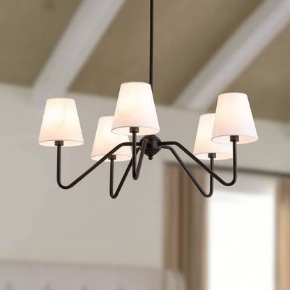 Traditional Vintage Branch Round Fabric Iron 4/5 Light Chandeliers For Living Room
