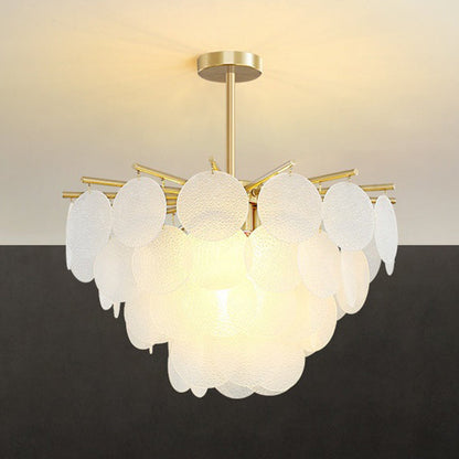 Contemporary Scandinavian Tapered Round Branch Glass Iron 6/8/10 Lights Chandelier For Living Room