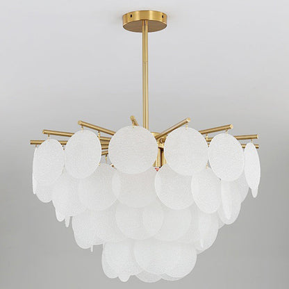 Contemporary Scandinavian Tapered Round Branch Glass Iron 6/8/10 Lights Chandelier For Living Room