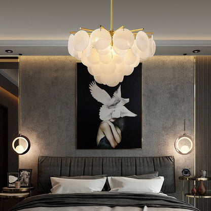 Contemporary Scandinavian Tapered Round Branch Glass Iron 6/8/10 Lights Chandelier For Living Room