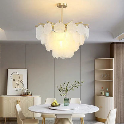 Contemporary Scandinavian Tapered Round Branch Glass Iron 6/8/10 Lights Chandelier For Living Room