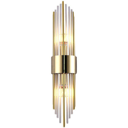 Modern Luxury Stainless Steel Crystal Rhombic Strip 2-Light Wall Sconce Lamp For Hallway