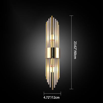 Modern Luxury Stainless Steel Crystal Rhombic Strip 2-Light Wall Sconce Lamp For Hallway