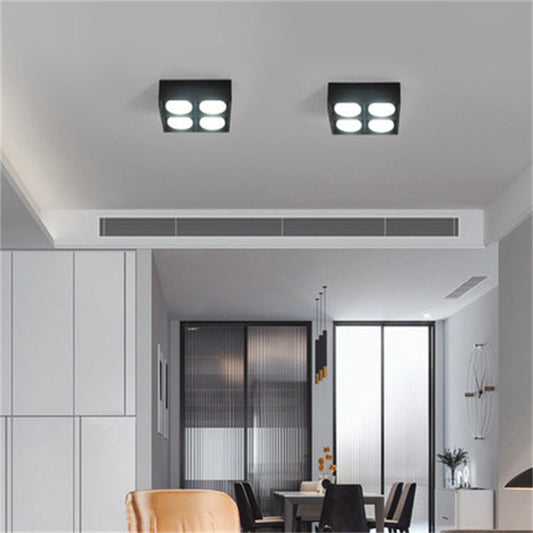 Modern Minimalist Iron Square Downlight 1/2/3/4-Light Flush Mount Ceiling Light For Living Room