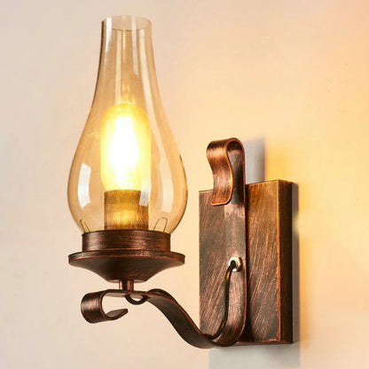 Traditional Vintage Iron Kerosene Vase 1-Light Wall Sconce Lamp For Hallway