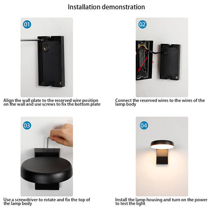 Modern Minimalist Waterproof Rotatable Aluminum PC Square Round LED Wall Sconce Lamp For Outdoor Patio