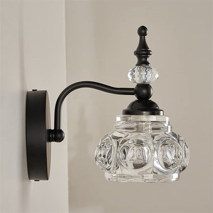 Contemporary Retro Iron Glass Round Petal 1/2/3/4 Light Wall Sconce Lamp Vanity Light For Bathroom