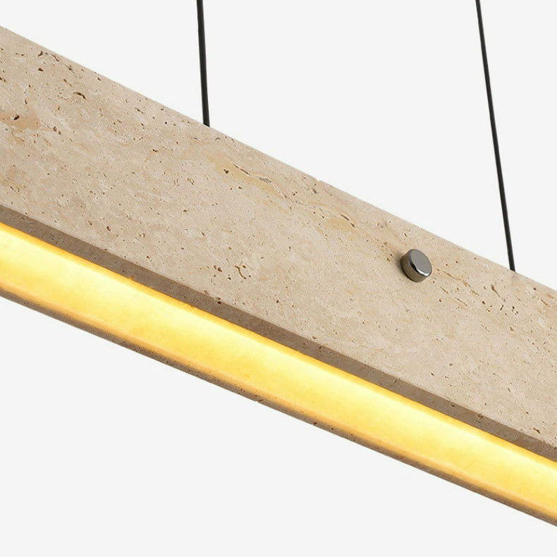 Traditional Japanese Travertine Aluminum Strip Rectangular LED Chandeliers Island Light For Dining Room
