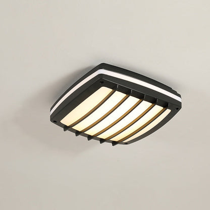 Modern Simplicity Waterproof Aluminum Acrylic Square Line LED Outdoor Flush Mount Ceiling Light For Outdoor Patio