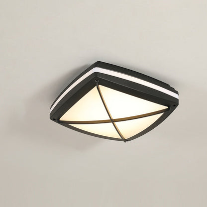 Modern Simplicity Waterproof Aluminum Acrylic Square Line LED Outdoor Flush Mount Ceiling Light For Outdoor Patio