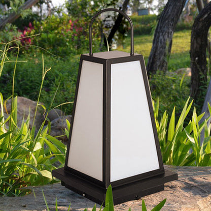 Traditional Japanese Solar Waterproof Stainless Steel Acrylic Trapezoidal Honeycombed Lantern LED Outdoor Light Landscape Lighting For Garden