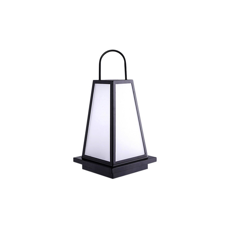 Traditional Japanese Solar Waterproof Stainless Steel Acrylic Trapezoidal Honeycombed Lantern LED Outdoor Light Landscape Lighting For Garden