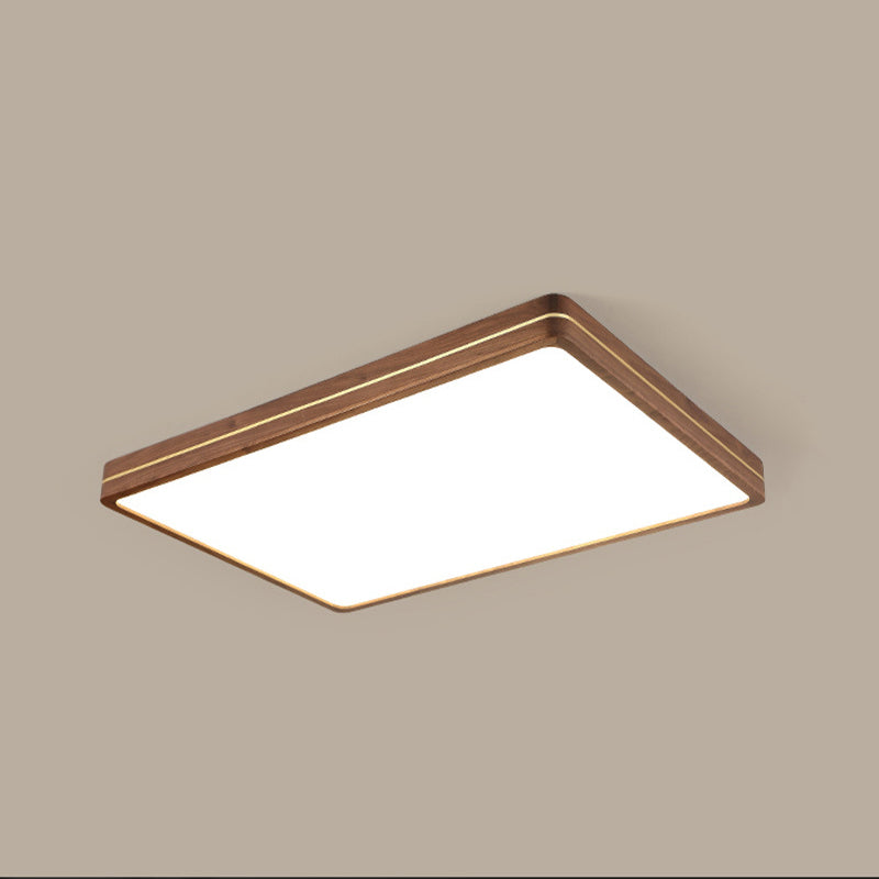 Modern Wooden Slim Walnut Color LED Flush Mount Light