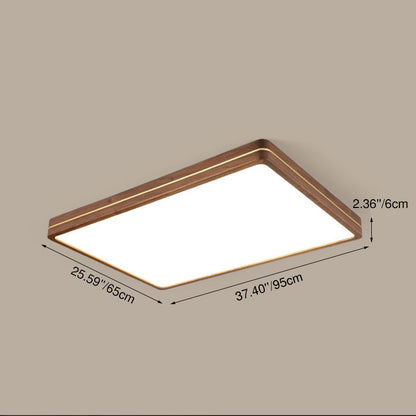 Modern Wooden Slim Walnut Color LED Flush Mount Light